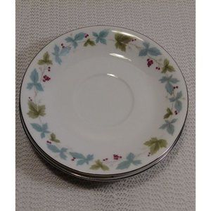 Vintage Fine China of Japan Holly Christmas Wreath Set of 3  Saucers Replacement